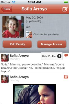 iPhone app baby profile
